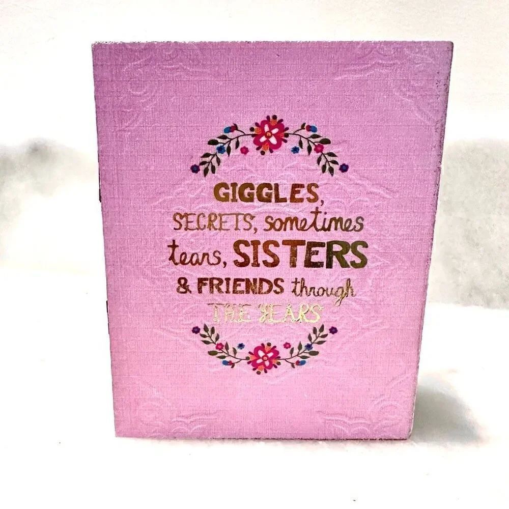 Francesca Statement Wooden Box Storage Sister Gift Ideas Pink 4''x5''x2''